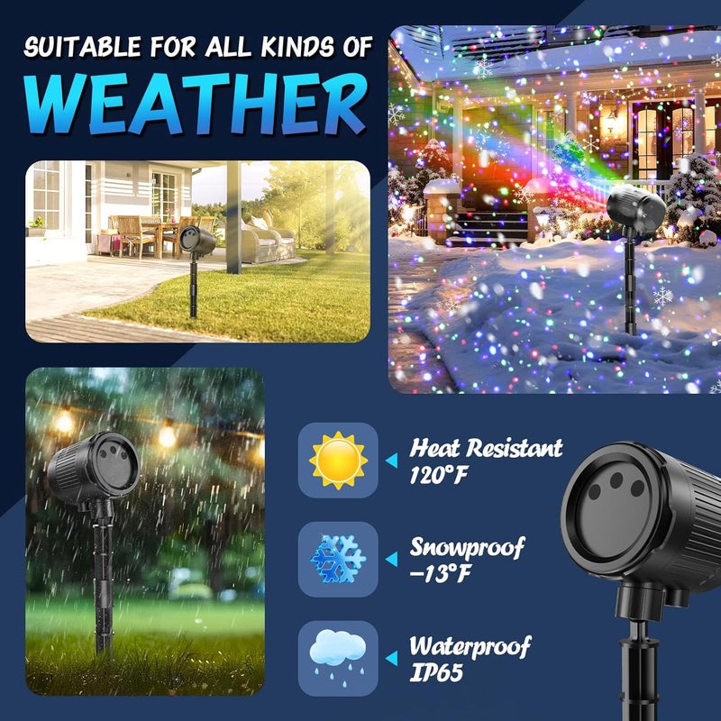 jepwe Store Christmas Projector Lights Outdoor, Holiday Lights Projector with Moving RGB 3 Color Starry Light Show with RF Remote, Waterproof Holiday Decor for Garden Patio, Party, Christmas, Halloween, New Year - Image 4